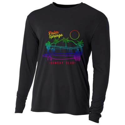 Palm Springs Sunday Club Simple Line Drawing Meaningful Gift Cooling Performance Long Sleeve Crew