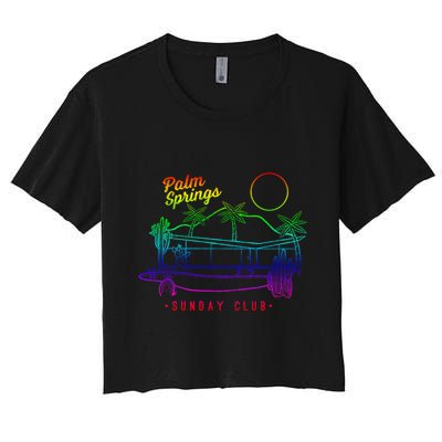 Palm Springs Sunday Club Simple Line Drawing Meaningful Gift Crop Top