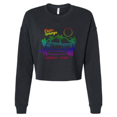 Palm Springs Sunday Club Simple Line Drawing Meaningful Gift Cropped Pullover Crew