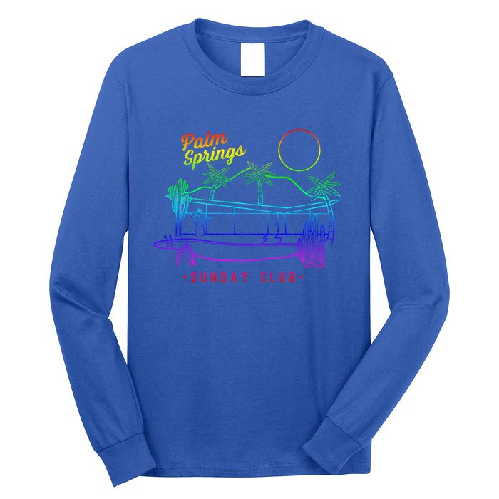 Palm Springs Sunday Club Simple Line Drawing Meaningful Gift Long Sleeve Shirt