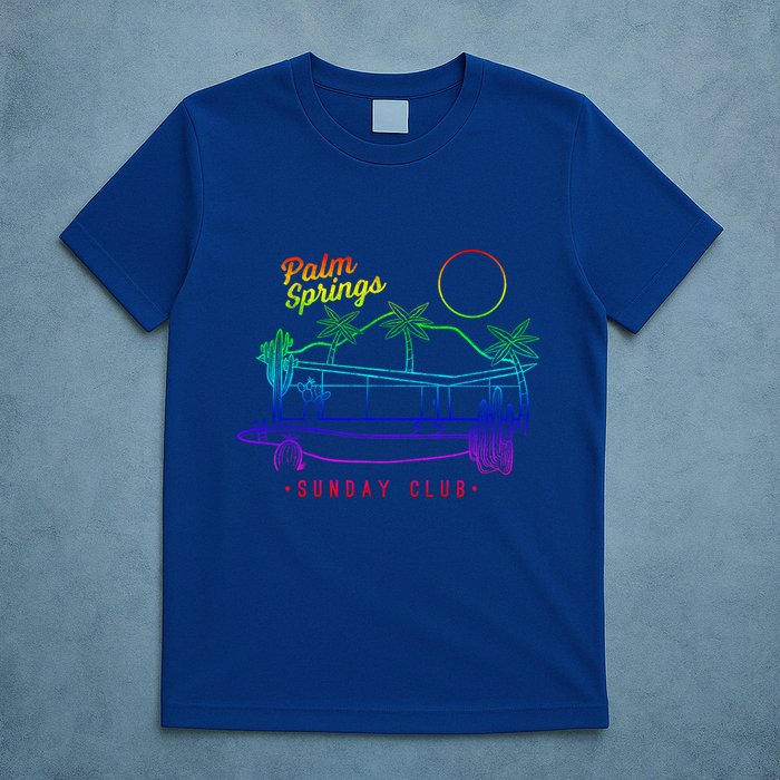 Palm Springs Sunday Club Simple Line Drawing Meaningful Gift T-Shirt