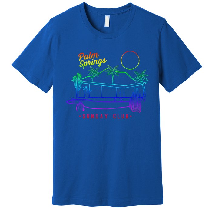 Palm Springs Sunday Club Simple Line Drawing Meaningful Gift Premium T-Shirt