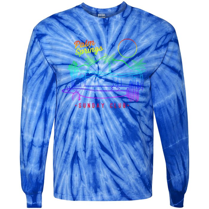 Palm Springs Sunday Club Simple Line Drawing Meaningful Gift Tie-Dye Long Sleeve Shirt