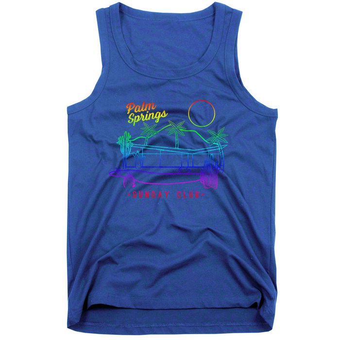 Palm Springs Sunday Club Simple Line Drawing Meaningful Gift Tank Top