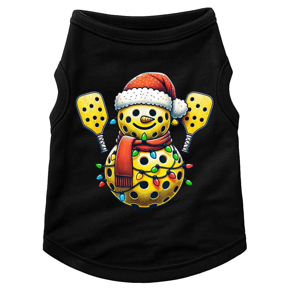 Pickleball Snowman Santa Hat Lights Christmas Pickleball Doggie Tank