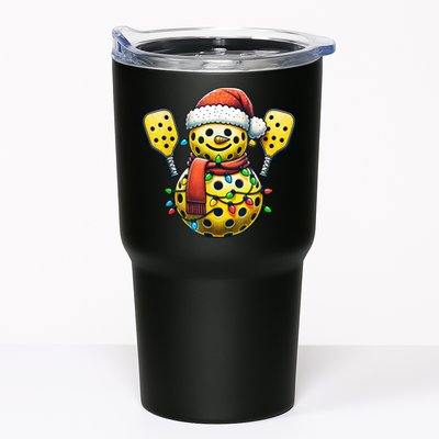 Pickleball Snowman Santa Hat Lights Christmas Pickleball Tumbler