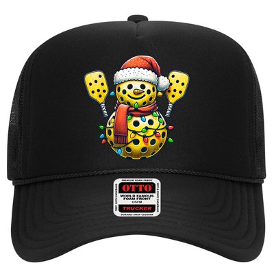 Pickleball Snowman Santa Hat Lights Christmas Pickleball Trucker Hat