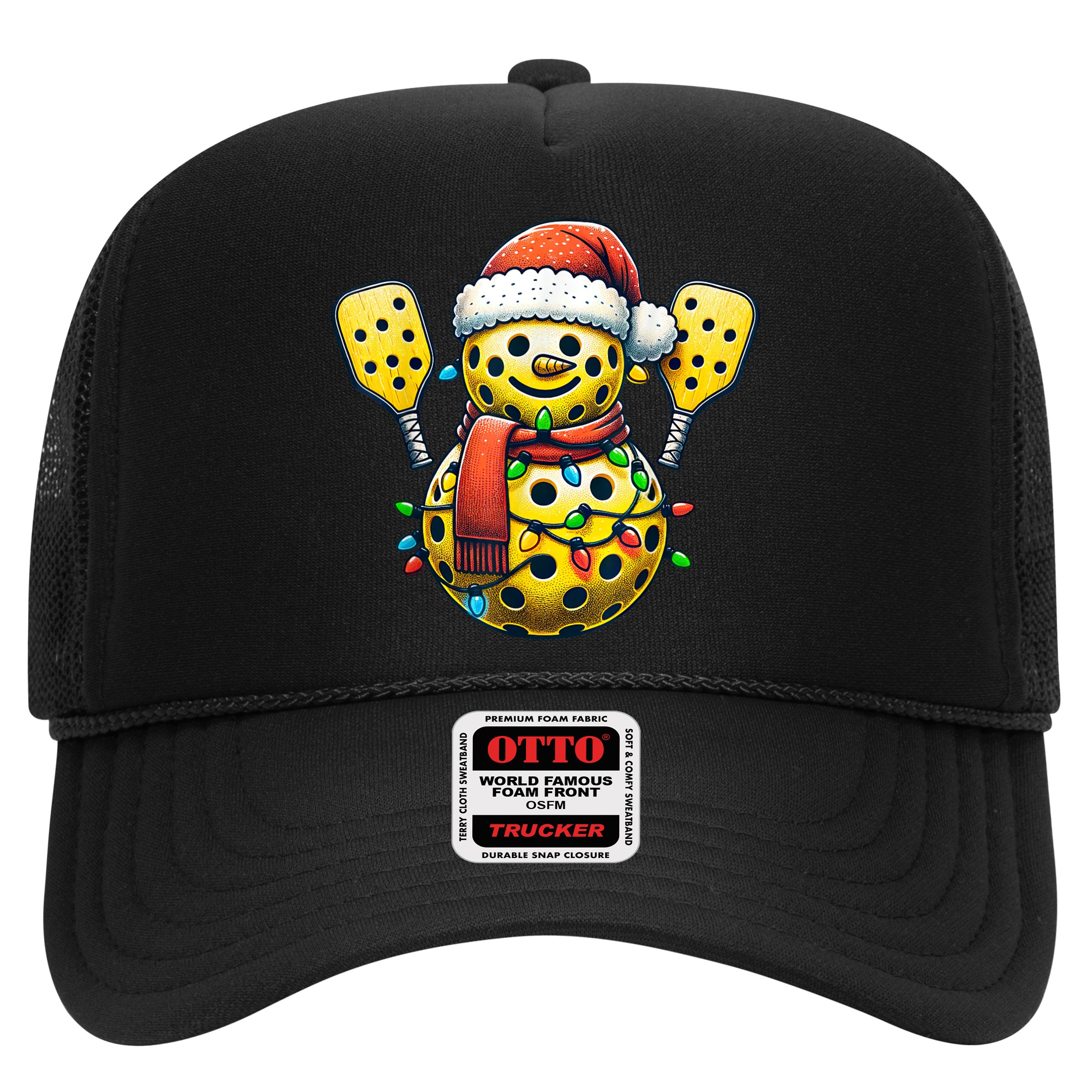 Pickleball Snowman Santa Hat Lights Christmas Pickleball Hat