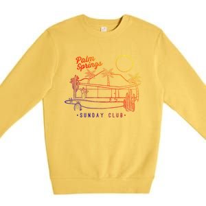 Palm Springs Sunday Club Simple Line Drawing Gift Premium Crewneck Sweatshirt