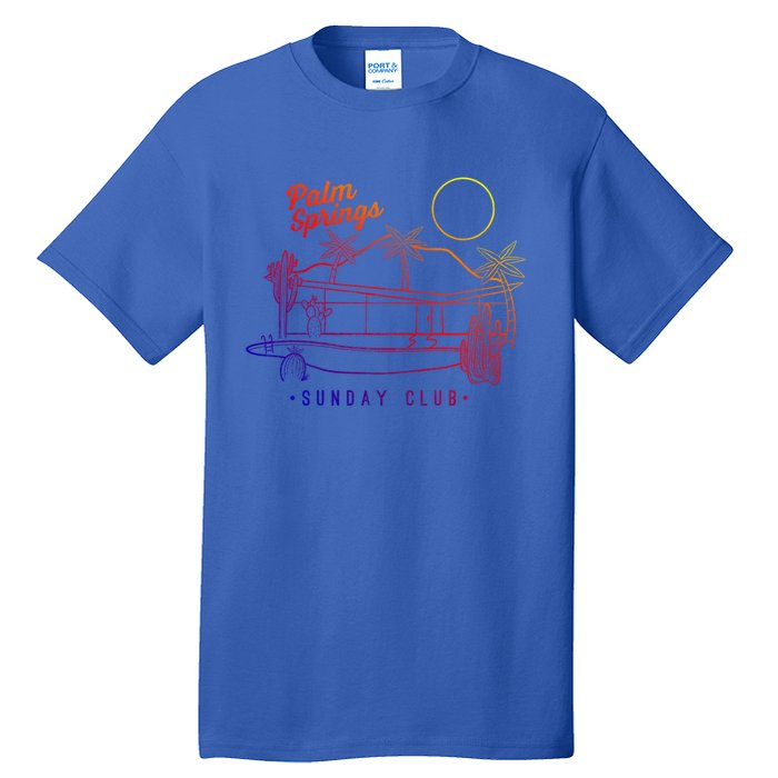 Palm Springs Sunday Club Simple Line Drawing Gift Tall T-Shirt