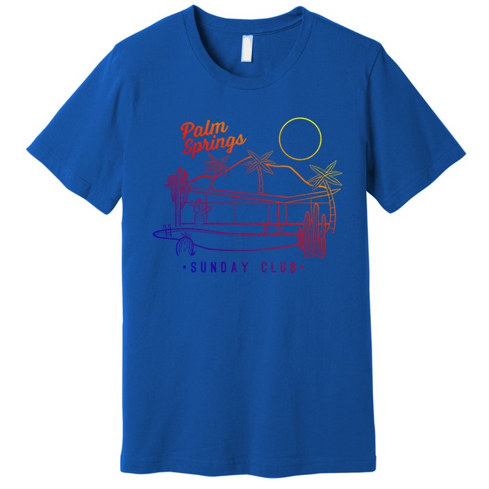 Palm Springs Sunday Club Simple Line Drawing Gift Premium T-Shirt