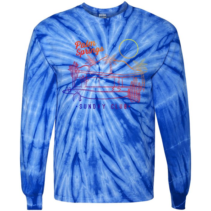 Palm Springs Sunday Club Simple Line Drawing Gift Tie-Dye Long Sleeve Shirt