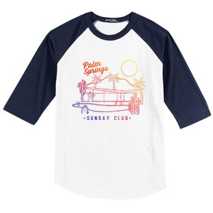 Palm Springs Sunday Club Simple Line Drawing Gift Baseball Sleeve Shirt