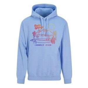 Palm Springs Sunday Club Simple Line Drawing Gift Unisex Surf Hoodie