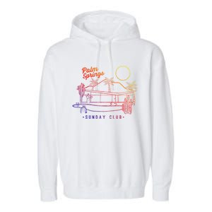 Palm Springs Sunday Club Simple Line Drawing Gift Garment-Dyed Fleece Hoodie