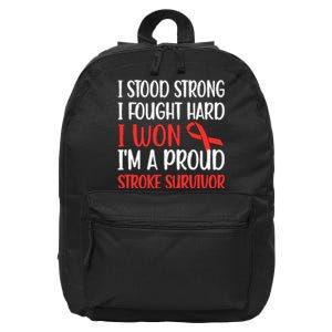 Proud Stroke Survivor Stroke Awareness Stroke Warrior 16 in Basic Backpack