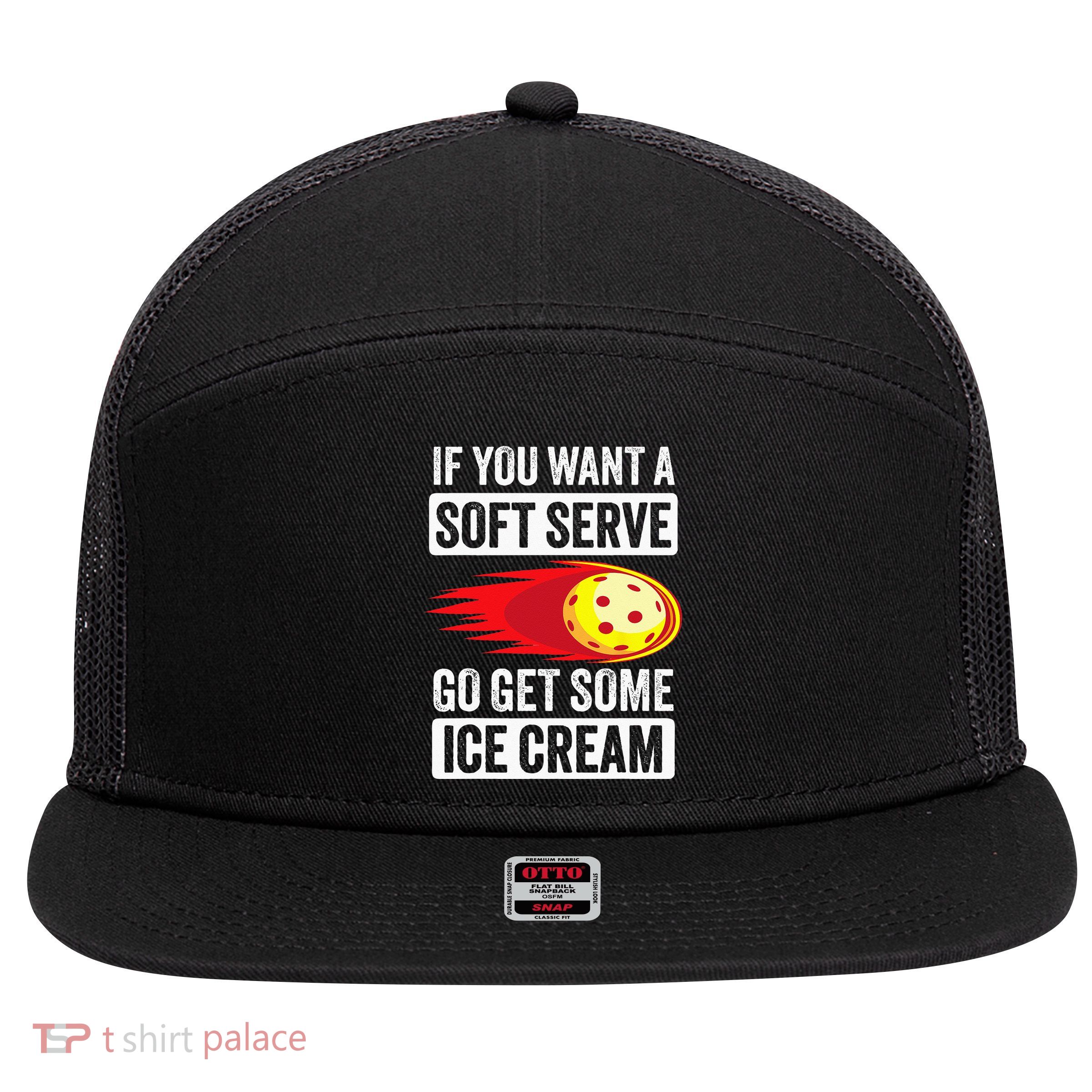 Pickleball Soft Serve Ice Cream Funny Pickleball 7 Panel Mesh Trucker Snapback Hat