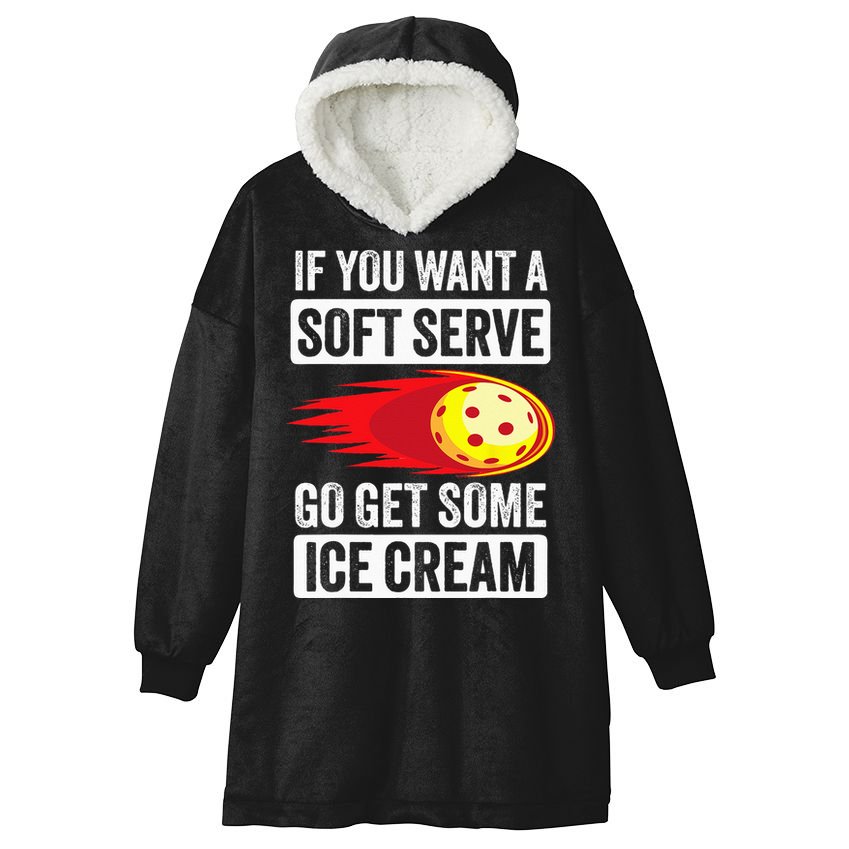 Pickleball Soft Serve Ice Cream Funny Pickleball Hooded Wearable Blanket