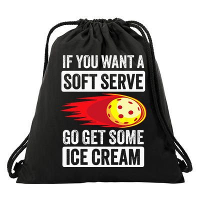 Pickleball Soft Serve Ice Cream Funny Pickleball Drawstring Bag