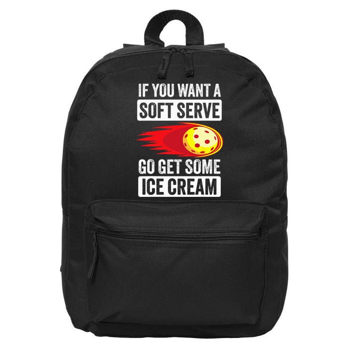 Pickleball Soft Serve Ice Cream Funny Pickleball 16 in Basic Backpack