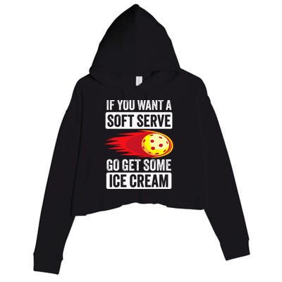 Pickleball Soft Serve Ice Cream Funny Pickleball Crop Fleece Hoodie