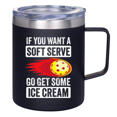 Pickleball Soft Serve Ice Cream Funny Pickleball 12oz Stainless Steel Coffee Mug
