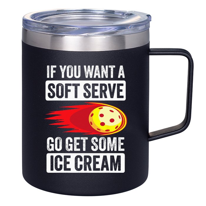 Pickleball Soft Serve Ice Cream Funny Pickleball 12oz Stainless Steel Coffee Mug