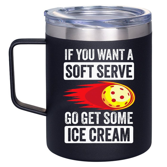 Pickleball Soft Serve Ice Cream Funny Pickleball 12oz Stainless Steel Coffee Mug