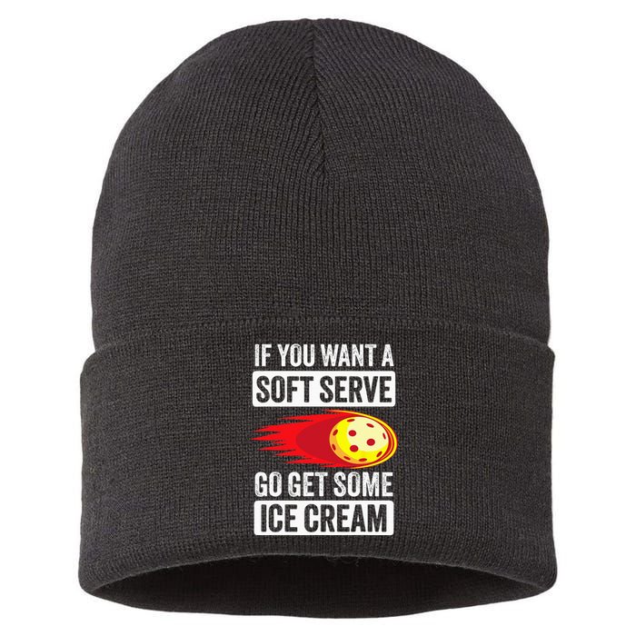 Pickleball Soft Serve Ice Cream Funny Pickleball Sustainable Knit Beanie