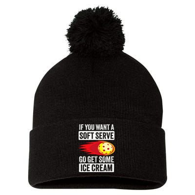 Pickleball Soft Serve Ice Cream Funny Pickleball Pom Pom 12in Knit Beanie