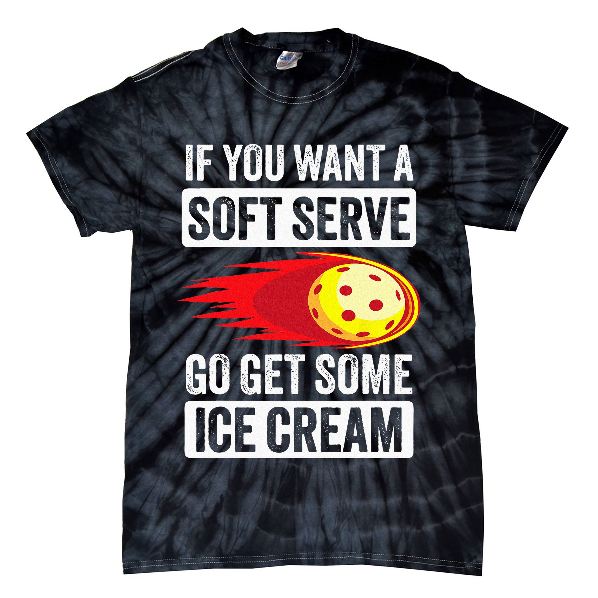 Pickleball Soft Serve Ice Cream Funny Pickleball Tie-Dye T-Shirt