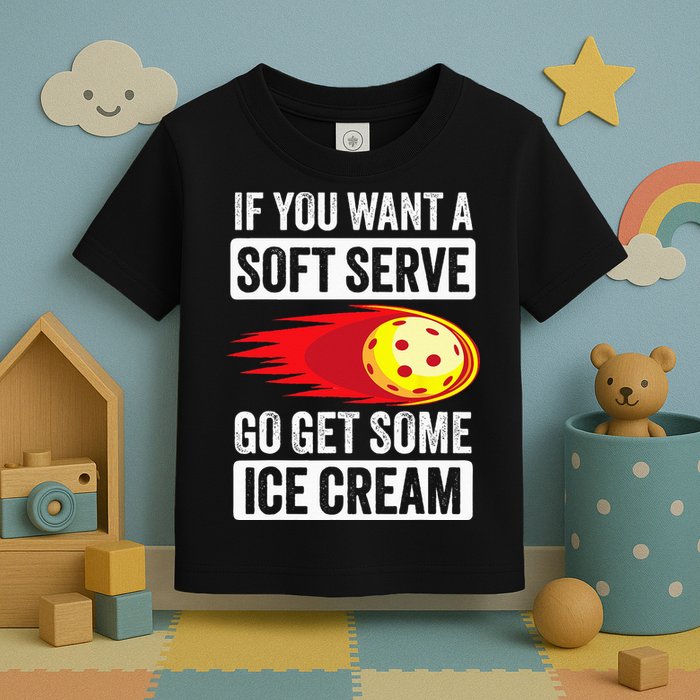 Pickleball Soft Serve Ice Cream Funny Pickleball Toddler T-Shirt