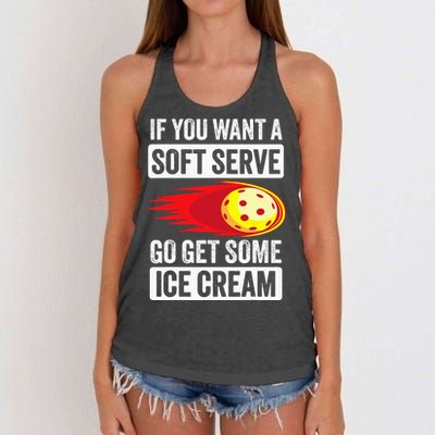 Pickleball Soft Serve Ice Cream Funny Pickleball Women's Knotted Racerback Tank