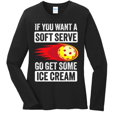 Pickleball Soft Serve Ice Cream Funny Pickleball Ladies Long Sleeve Shirt