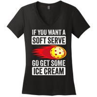 Pickleball Soft Serve Ice Cream Funny Pickleball Women's V-Neck T-Shirt