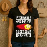 Pickleball Soft Serve Ice Cream Funny Pickleball Women's V-Neck T-Shirt