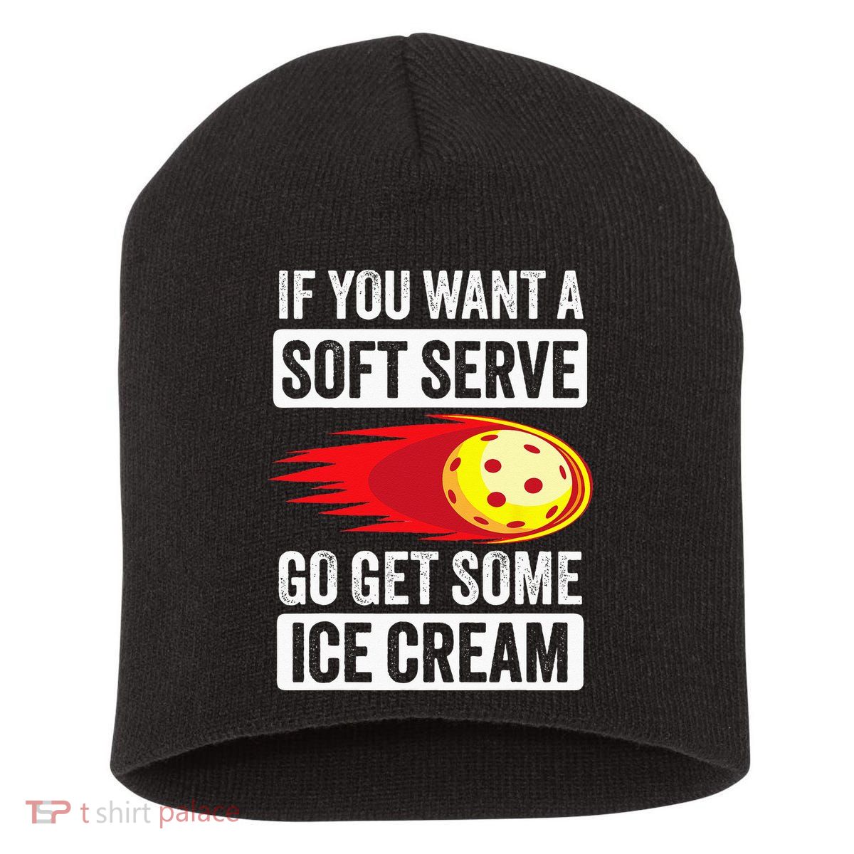 Pickleball Soft Serve Ice Cream Funny Pickleball Short Acrylic Beanie