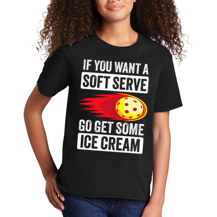 Pickleball Soft Serve Ice Cream Funny Pickleball Kids T-Shirt