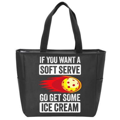 Pickleball Soft Serve Ice Cream Funny Pickleball Zip Tote Bag
