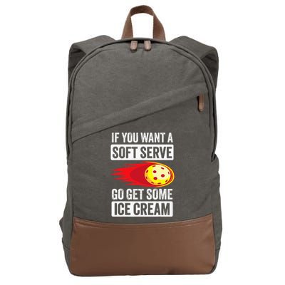 Pickleball Soft Serve Ice Cream Funny Pickleball Cotton Canvas Backpack