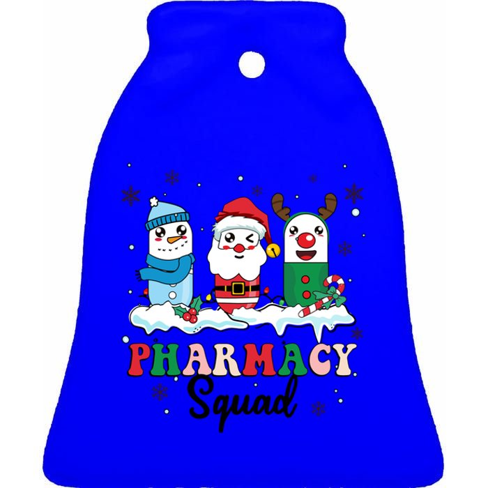 Pharmacy Squad Santa Snow Reindeer Xmas Medicine Pills Gift Ceramic Bell Ornament