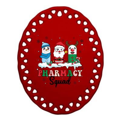 Pharmacy Squad Santa Snow Reindeer Xmas Medicine Pills Gift Ceramic Oval Ornament