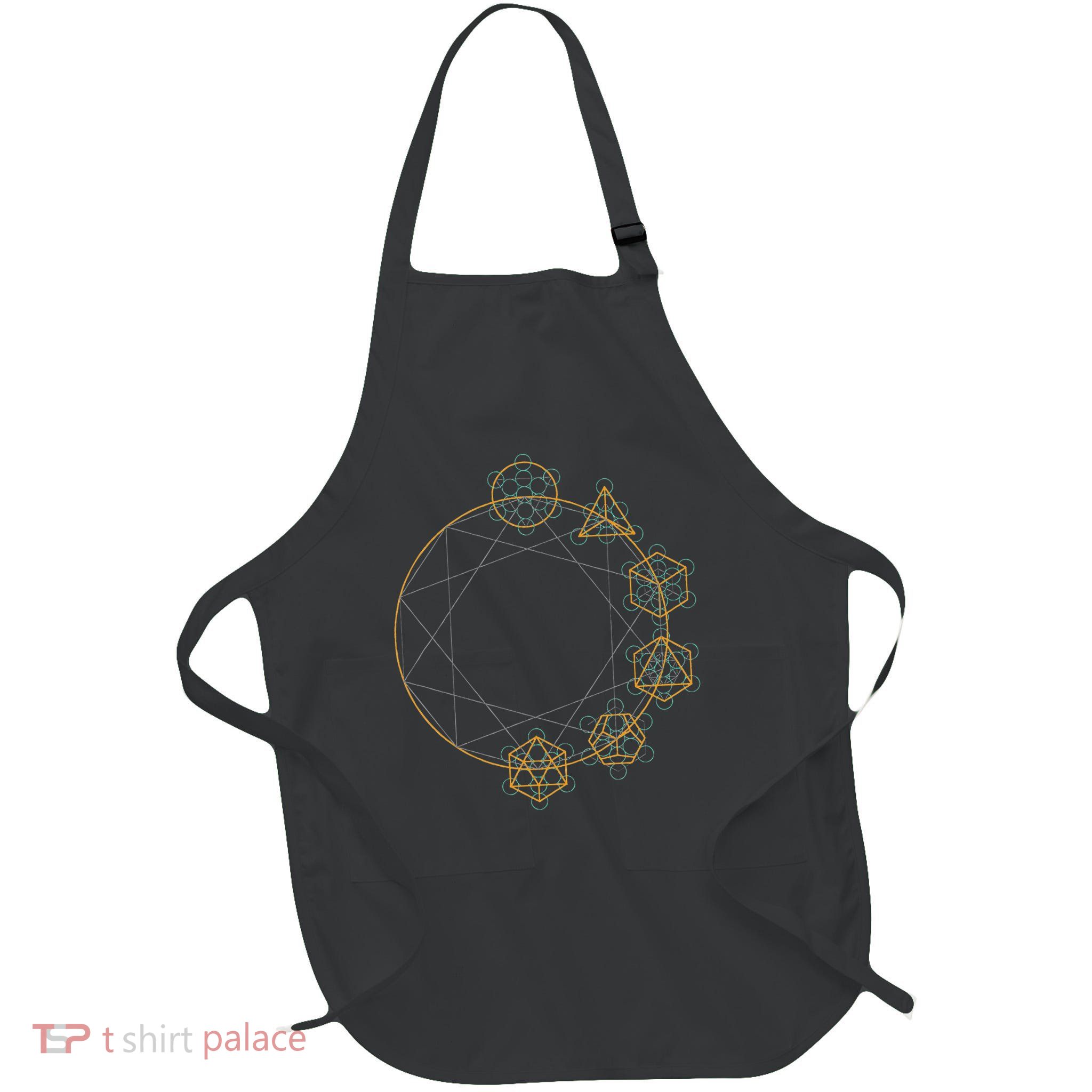 Platonic Solids Sacred Geometry Festival Full-Length Apron With Pockets