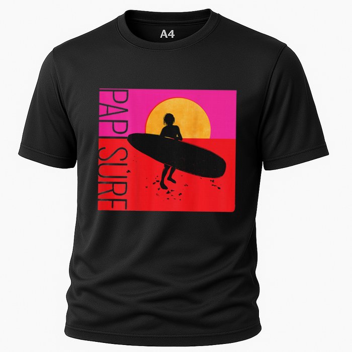 Papi Surf Sunset Surfboard Cooling Performance Crew T-Shirt