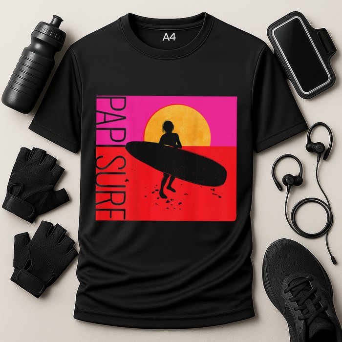 Papi Surf Sunset Surfboard Cooling Performance Crew T-Shirt