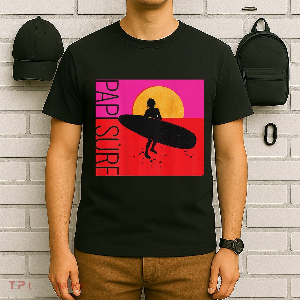 Papi Surf Sunset Surfboard T-Shirt