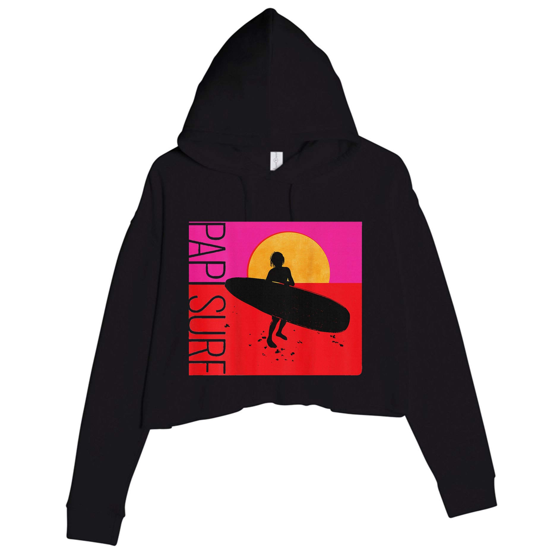 Papi Surf Sunset Surfboard Crop Fleece Hoodie