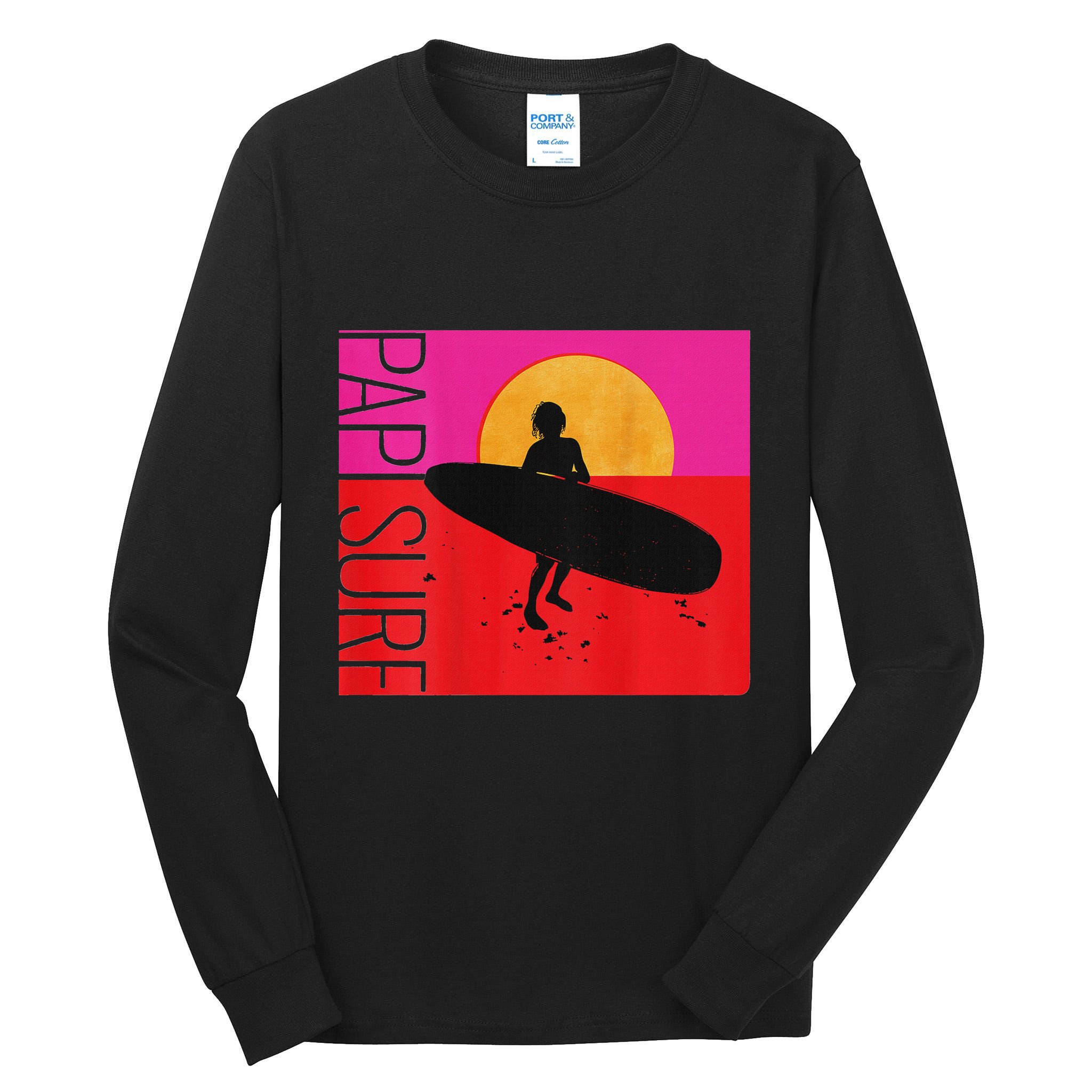 Papi Surf Sunset Surfboard Tall Long Sleeve T-Shirt