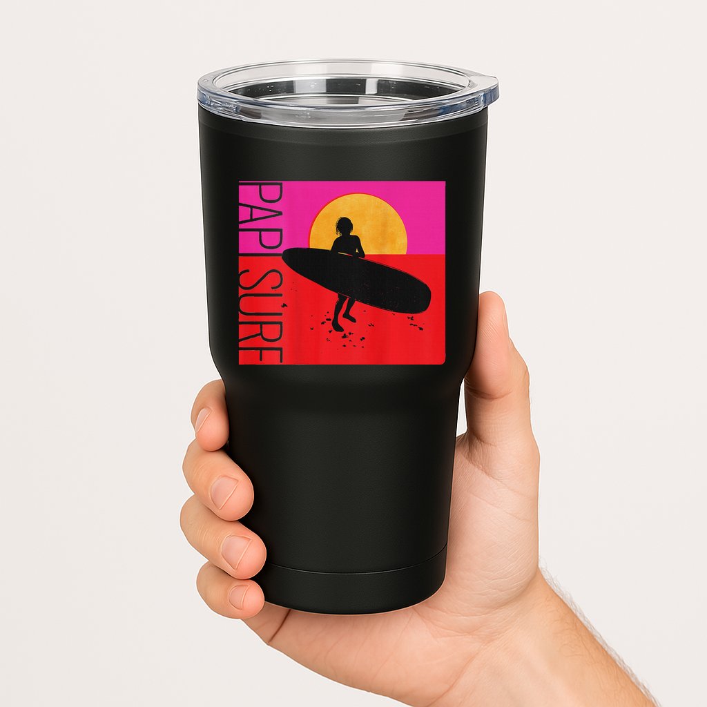 Papi Surf Sunset Surfboard Tumbler