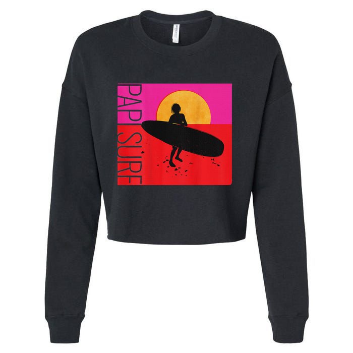 Papi Surf Sunset Surfboard Cropped Pullover Crew